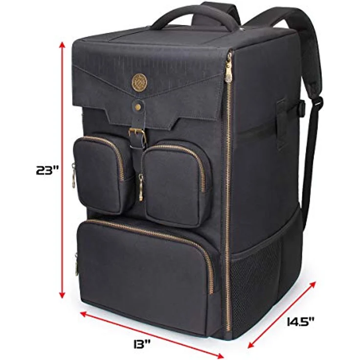 ENHANCE Brettspiele Rucksack, Verstärkte Aufbewahrung für Brettspiele mit Gepolsterten Schultergurten, Tragegriff und Zubehörtaschen für Würfel, Kartenspiele und mehr, Schwarz – Bild 5