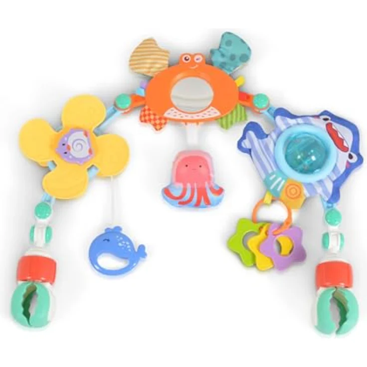 Moni Spielbogen Spielbogen für Kinderbett, Kinderwagen, Spielmatte Rassel Beißring Motorik, vielseitiger Spielspaß ab Geburt – Bild 3