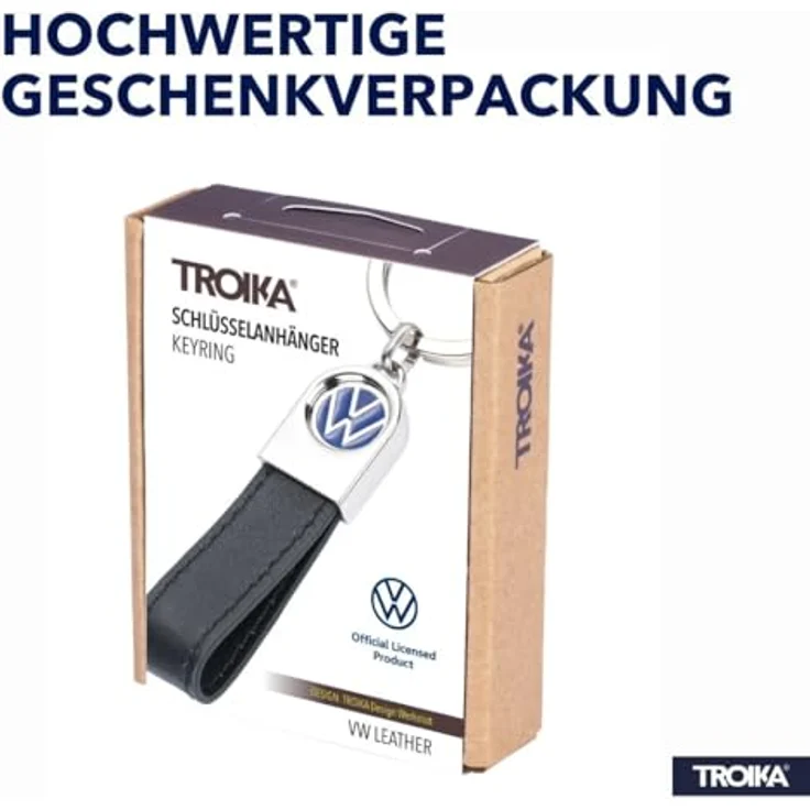 TROIKA Volkswagen Schlüsselanhänger, Offiziell lizenziert, 4 Varianten mit Leder, Metall oder Karabiner‑Ring-System – Bild 9