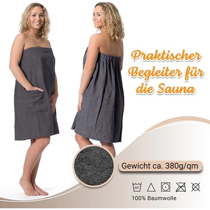 Zollner Bademantel, Anthrazit, Textil, Gr. L/XL, Oeko-Tex® Standard 100, saugfähig und mit Klettverschluss – Bild 2