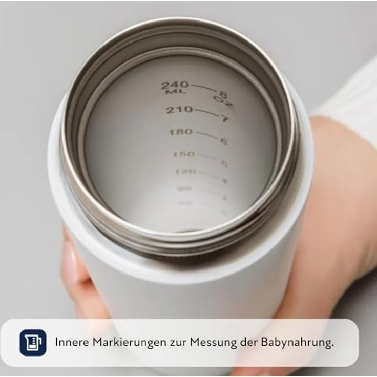 Nuby RapidCool™, Säuglingsnahrung Zubereitet in 2 Minuten, inkl. Milchpulverspender und digitalem Deckel, tragbar, Weiß, 0+ Monate – Bild 3
