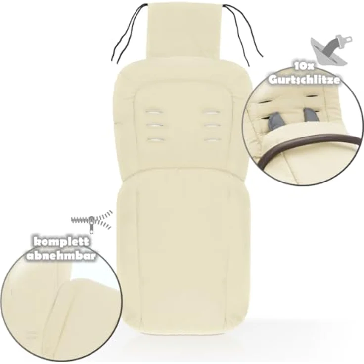 Stimo24 Fußsack/Sommerfußsack für Buggy Kinderwagen Jogger, 90 x 40 cm, waschbar bei 30°C, Beige – Bild 2