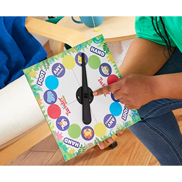 HASBRO Twister Junior Spiel Tierbrett, 2 Spiele in 1 mit doppelseitiger Matte und Drehscheibe, polnische Version für 2-4 Spieler – Bild 6