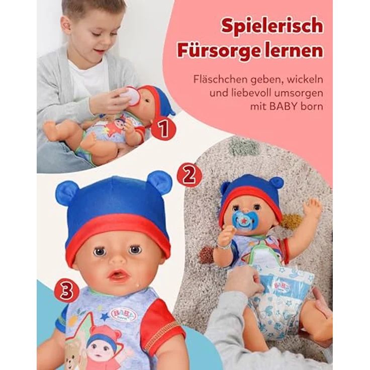 Baby Born Babypuppe Jonas, 43 cm (Set, 11-tlg), mit 10 lebensechten Funktionen, inkl. magischem Teller und Zubehör – Bild 6