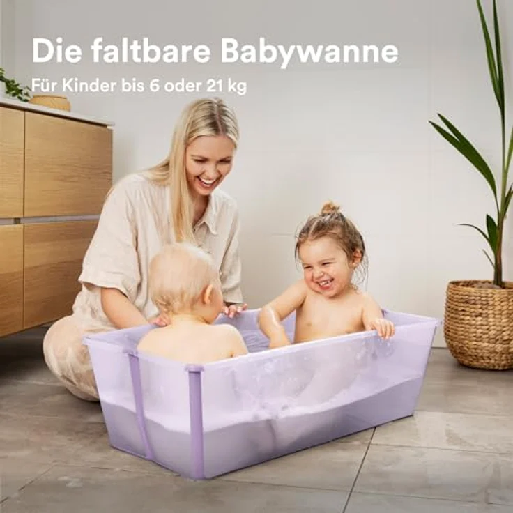 Stokke Flexi Bath X-Large, faltbare Babybadewanne in Lavender, geräumig und leicht, ideal für zuhause und unterwegs, für Kinder von 0-6 Jahren – Bild 2