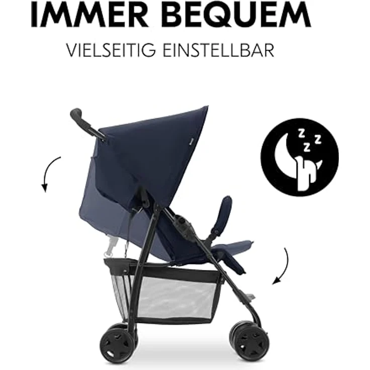hauck Buggy Sport, Ultra Leicht - nur 5,9 kg, Klein Zusammenklappbar, Reisebuggy mit Liegefunktion, Extra Großer Korb bis 3 kg (Dark Blue) – Bild 5