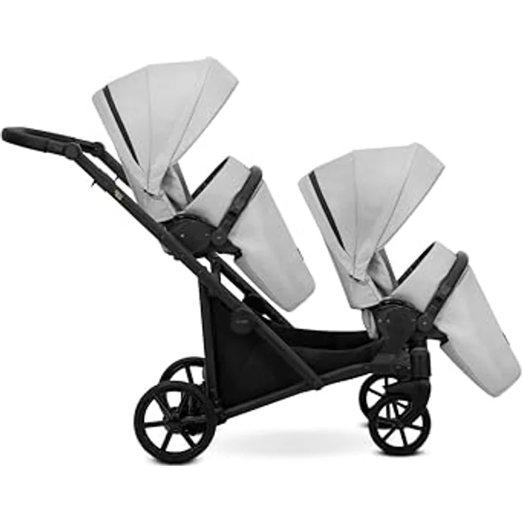 Kunert BRAV DUO Zwillingskinderwagen 2 in 1, Aluminiumrahmen grau/schwarz, mit gepolsterten Babyschalen, verstellbaren Rückenlehnen, Einkaufskorb und umfangreichem Zubehör – Bild 3