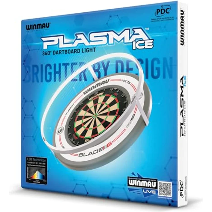 Winmau Dartboard-Beleuchtung Bundle "Plasma + Surround Ice 4306", 132 warme LEDs mit 2000 Lumen, weiß – Bild 7
