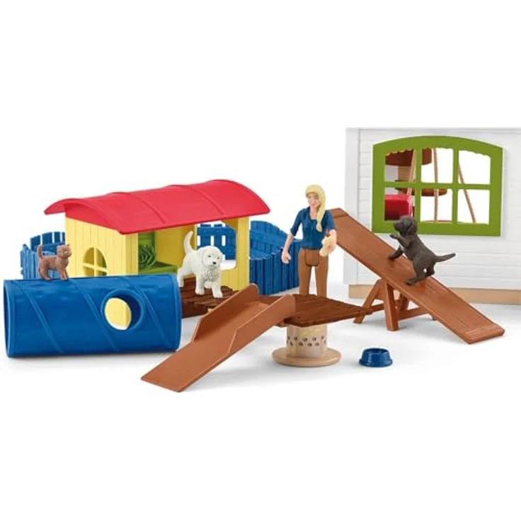 Schleich Tierhotel 42607, Farm World mit Hundeparcours, Kratzbaum und Wippe für Katzen und Meerschweinchen, NEU Juli 2023 – Bild 4