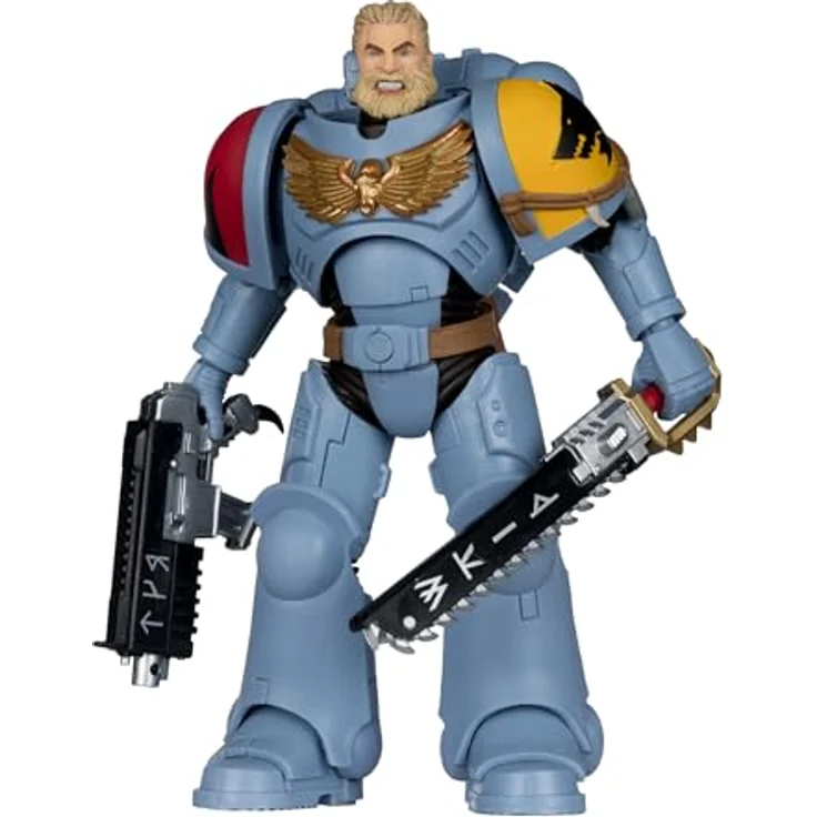McFarlane Warhammer 40.000 Grey Hunter (Space Wolves), 17,8 cm Actionfigur mit 22 beweglichen Teilen, inklusive Bolzenpistole und Kettenschwert, in thematischer Fensterbox – Bild 1