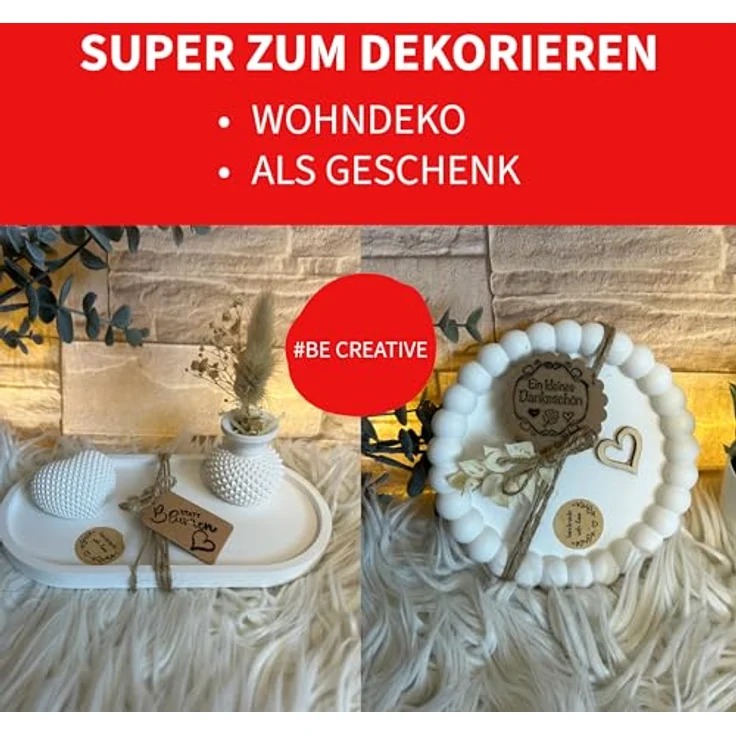 HobbyFun Gießmasse KERAflott, 2 x 5 kg, weiß, bruchfest, bemalbar, keramik- und porzellanähnliche Oberfläche – Bild 3