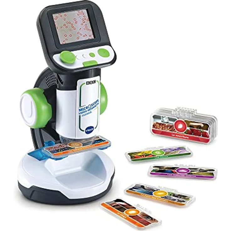 Vtech 80-616105 Mikroskop Genius XL, Analyse-Set mit BBC-Videos, Weiß/Grün/Schwarz – FR VERSION – Bild 1