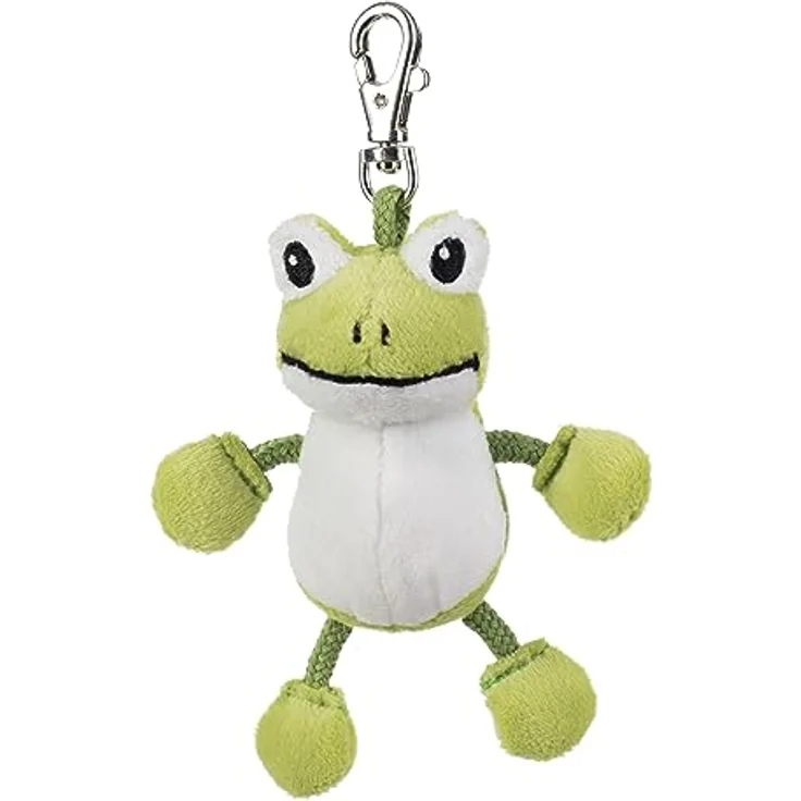 Schaffer 0255 Schlüsselanhänger Kuscheltier Frosch Quark, 12 cm, waschbar bei 30°C, grün-weiß – Bild 2