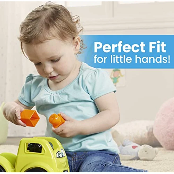 Mega Mega Bloks Lil Vehicles Raphy Recycling Truck, Bausteine im Kippbehälter des rollenden Recycling-Lasters verstauen – Bild 2