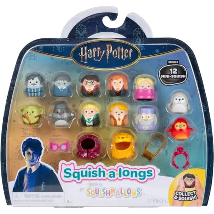 Squishmallows Harry Potter Mini-Squish Figurensatz, 17-Pack mit 12 Sammelfiguren, Zubehör und Ring-Anhänger – Bild 2
