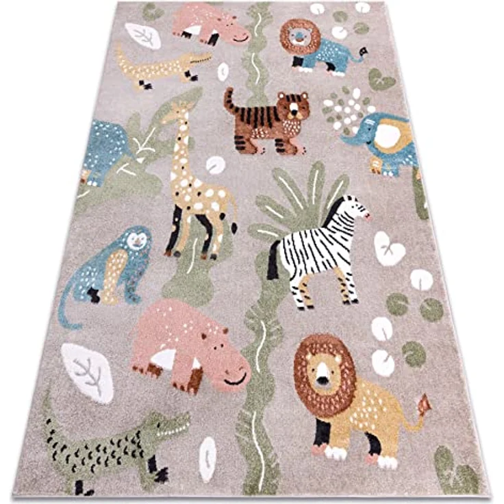 rugsx Fun Africa Kinderteppich „Tiere, Afrika”, beige, 160x220 cm, 100% Polypropylen, pflegeleicht, für Fußbodenheizung geeignet – Bild 1