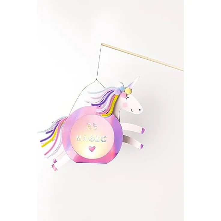 folia 94202 - Laternen Bastelset SWEET RAINBOW, ca. 10 x 23 x 33 cm - Bastelmaterial für eine Laterne, gestaltbar als Einhorn oder Regenbogen – Bild 3