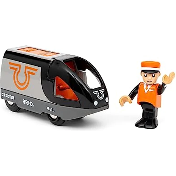 BRIO® Spielzeug-Eisenbahn BRIO® WORLD, Batteriebetriebener orange-schwarzer Reisezug mit Steuerung auf dem Dach – Bild 2