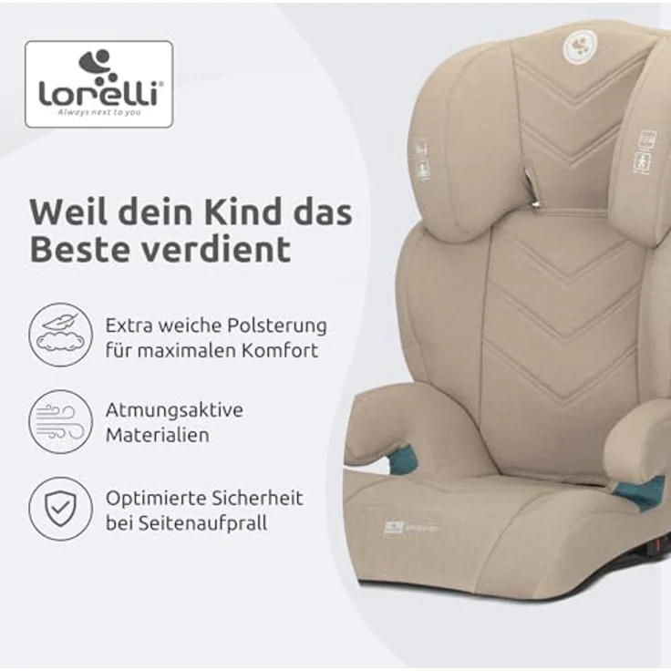 Lorelli Speed GT i-Size Kindersitz, Gruppe 2/3, für Kinder 100-150 cm, höhenverstellbare Kopfstütze, Isofix, ab 4 bis 12 Jahre – Bild 5