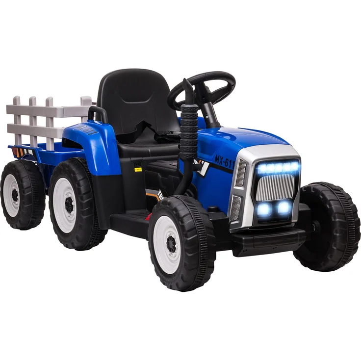 HOMCOM Elektro-Kinderauto Elektrischer Traktor, Kinder Aufsitztraktor, Belastbarkeit 30 kg, Blau – Bild 1