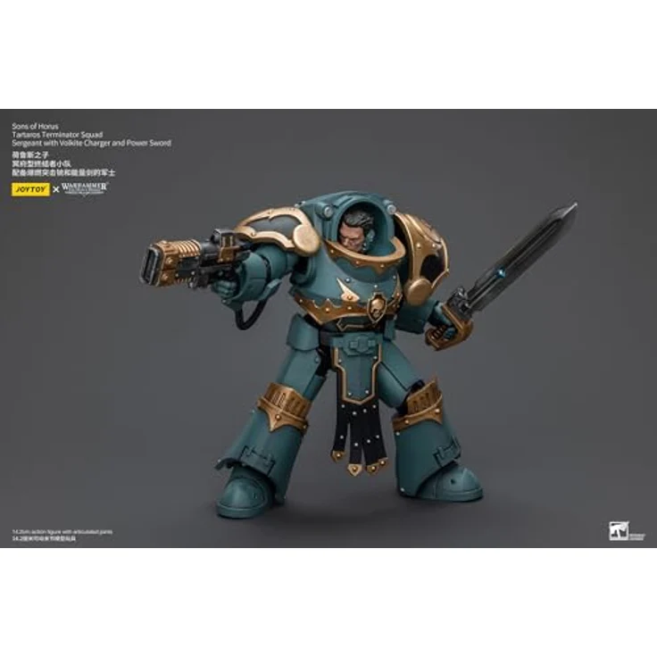 JoyToy Warhammer 40K Sons of Horus MKVI Tactical Squad Sergeant Actionfigur, 1:18, mit Power Sword, detailreich und beweglich, ca. 12 cm hoch, inkl. austauschbare Teile – Bild 2