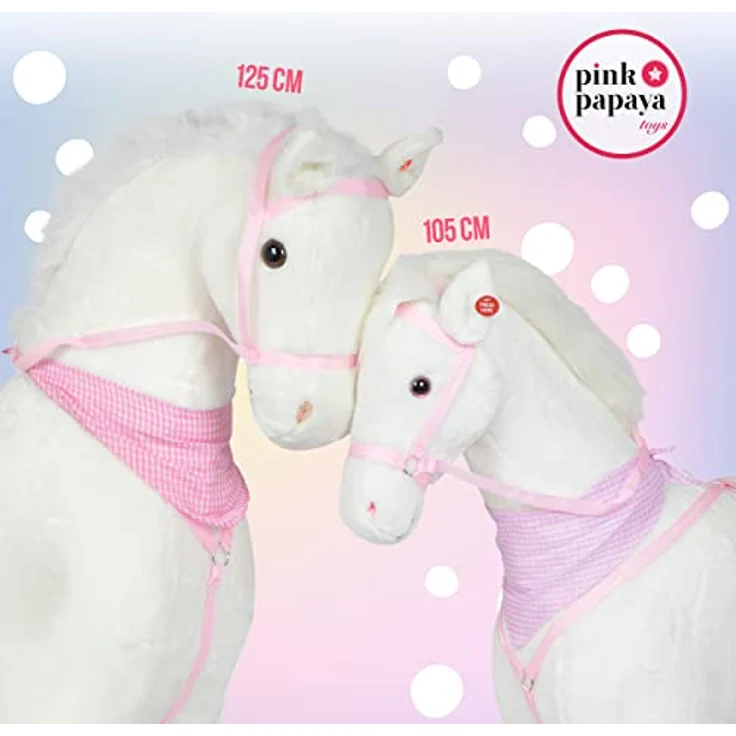Pink Papaya Giant XXL Kinder Spielpferd zum Reiten Luna 125 cm | Plüschpferd | Fast lebensgroßes Pferd zum Reiten für Kinder | Stehpferd bis 100kg belastbar mit Sounds – Bild 6