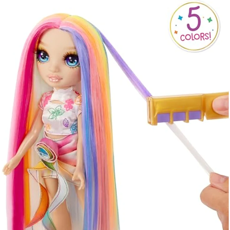 Rainbow High Anziehpuppe Rainbow High Hair Chalk & Style Doll- Amaya (Rainbow) mit 5 Haarkreiden und 5 Haarspangen – Bild 3