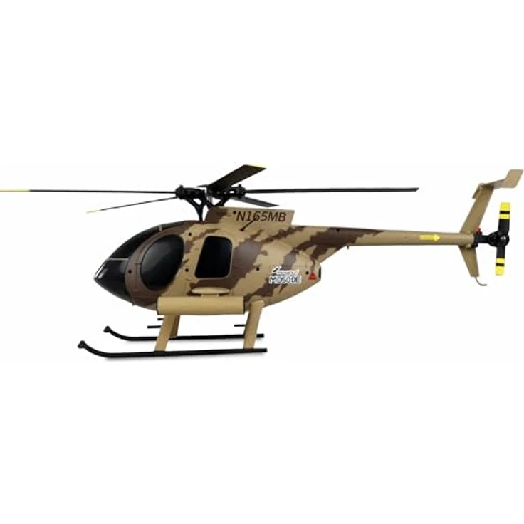 Amewi 25336 AFX MD500E Militär brushless 4-Kanal 325mm Helikopter 6G RTF braun, Scale 5-Blatt Rotorkopf, Brushless Haupt- und Heckmotor, Auto-Start und Auto-Landing – Bild 3