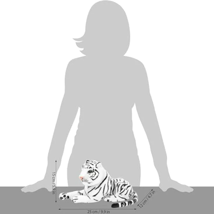 BRUBAKER Tiger Kuscheltier - 25 cm Plüsch Stofftier - Baby Plüschtier Liegend - Weiße Kleine Raubkatze - Kinder Spielzeug – Bild 5