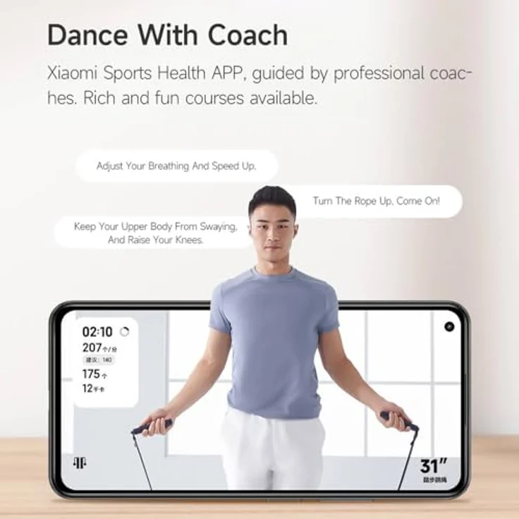 Xiaomi Smart Jump Rope, Präzises Tracking, Kabellos & Kabelgebunden, Smartes Display, Fitness-Analysen, Bluetooth 5.0, USB-C, Leicht & Kompakt – Bild 5