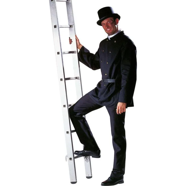 Festartikel Müller Kaminfeger Kostüm, dreiteilige Verkleidung aus 100% Polyester, schwarz, Größe 58/60