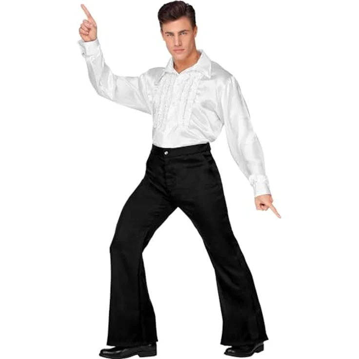 Widmann 70er Jahre Herrenhose, Schwarz, hochwertiges Retro-Kostüm für Herren in XXL – Bild 2