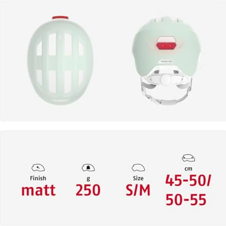 ABUS Kinderhelm Smiley 3.0 LED - Fahrradhelm mit Licht - Tiefe Passform & Platz für einen Zopf - für Mädchen und Jungs - Pure Mint, Größe S – Bild 5