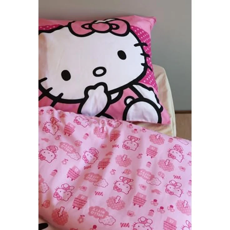BrandMac Hello Kitty Rosa Wende Bettwäsche Set, 100% Baumwolle, Bettbezug 135 x 200 cm, Kopfkissenbezug 80 x 80 cm, mit Reißverschluss, Öko-Tex Standard 100, mehrfarbig – Bild 3