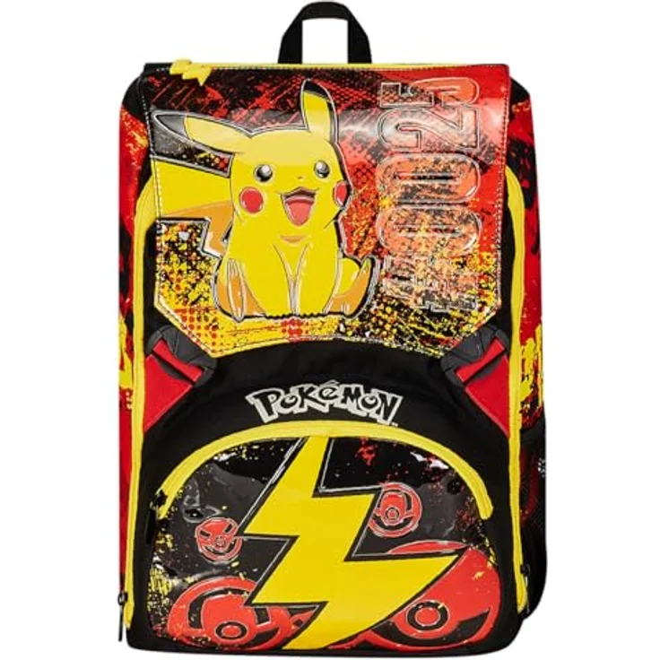 Seven Erweiterbarer Schulrucksack POKEMON – PIKACHU, Gelb Rot – Kinderrucksack mit Trinkflaschenhalter, mehrfarbig, Rucksack Backpacks – Bild 3