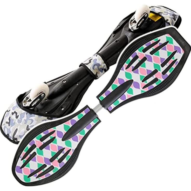 FunTomia Waveboard Original ABEC9 Kugellager inkl. Tasche, LED Rollen, Lila/Türkis – Bild 3