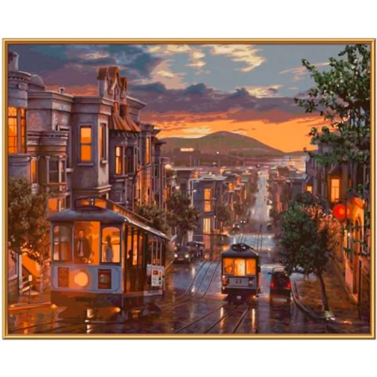 Schipper 609130896 Malen nach Zahlen – Abendstimmung in San Francisco - Bilder malen für Erwachsene, inklusive Pinsel und Acrylfarben, 40 x 50 cm – Bild 3