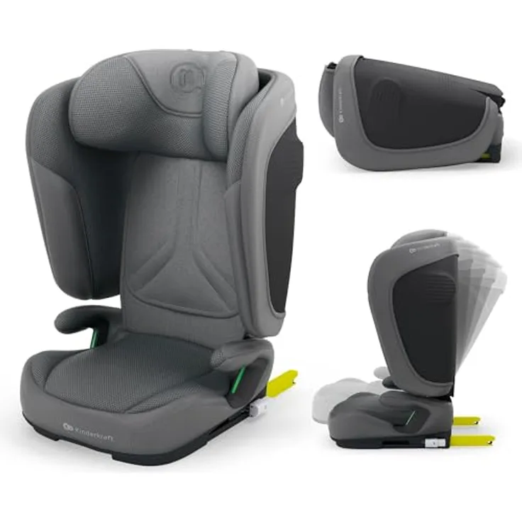 KinderKraft Unity 2 I-Size GREY, Kindersitz mit ISOFIX, 5-fach verstellbarer Rückenlehne und SPS-Seitenaufprallschutz für Kinder von 100 bis 150 cm