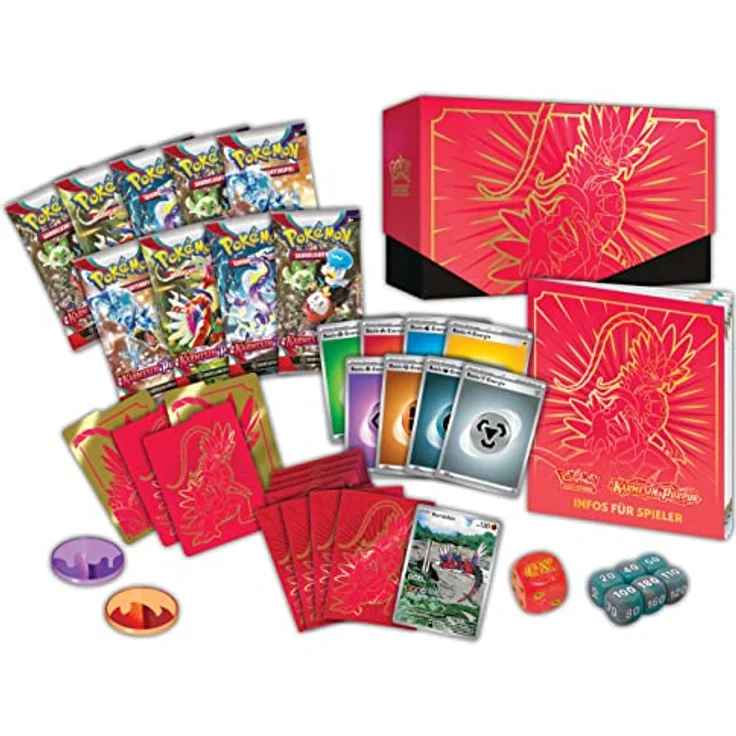 Pokémon-Sammelkartenspiel: Top-Trainer-Box Karmesin & Purpur (Koraidon) (9 Boosterpacks & Premium-Zubehör) - Preisvergleich – Bild 5