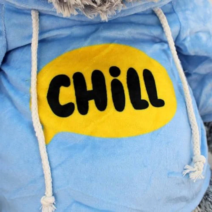 BEMIRO Faultier Kuscheltier XXL – 80 cm, Füllung aus 100% recyceltem Material, mit Hoodie, glitzernde Augen, kuschelig weich (Blau) – Bild 2