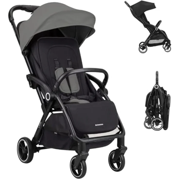 Kikkaboo Kinderwagen Buggy Ciela 22 kg faltbar 360-Grad-Drehung Vorderräder Gurt, Farben:grau – Bild 2