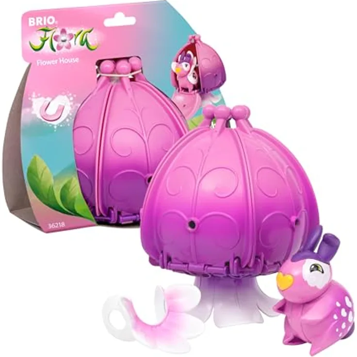 BRIO Flora - 36218 Heathers Blumenhaus | Spielset mit Flora-Figur und rosa-violettem Blumenhaus für Kinder ab 3 Jahren