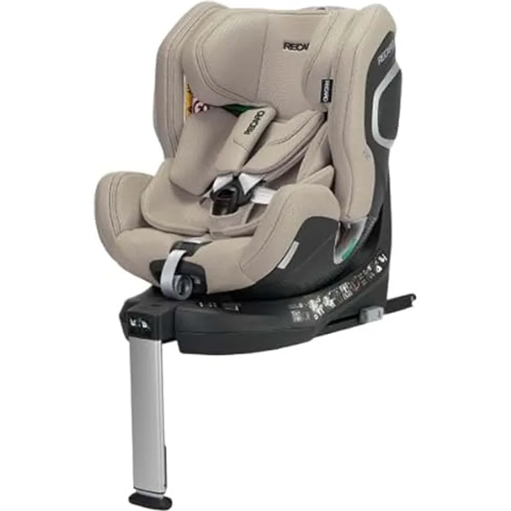 Recaro Reboard-Kindersitz Xenon 1, drehbar mit Isofix-Basis und Sitzverkleinerer für Kinder von 0-7 Jahren, Elegant Beige