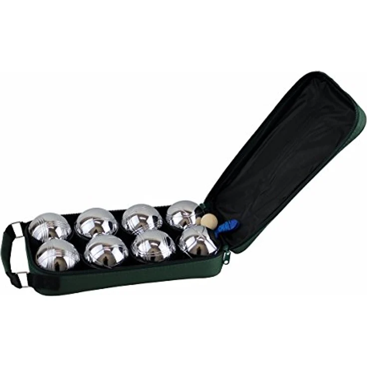 MASTER Petanque Set 8 Stück, Bouleset aus Stahl mit Chrombeschichtung, inklusive Maßband und Nylonverpackung, Silber, one Size – Bild 1