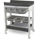 bebeconfort Dolphy 2-in-1 Badewanne & Wickeltisch mit Staufächer, Handtuchhalter und integrierten Rädern - Gray Mist