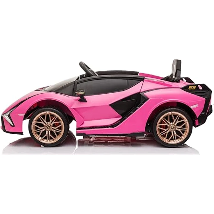 FINOOS Kinder Elektroauto Lamborghini Sian 12V mit Fernbedienung, Ledersitz, MP3-Player, Rosa – Bild 2