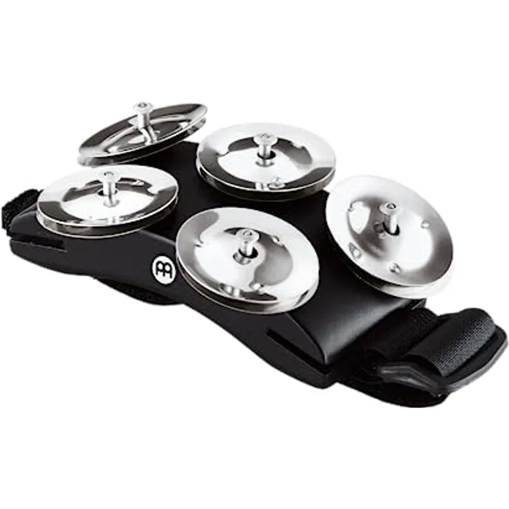 Meinl Percussion Cajon Foot Tambourine - Fußtamburin - Cajon Add-Ons / Cajon Zubehör - Stahl-Schellen, Siam Eiche, Schwarz (CFT5-BK)