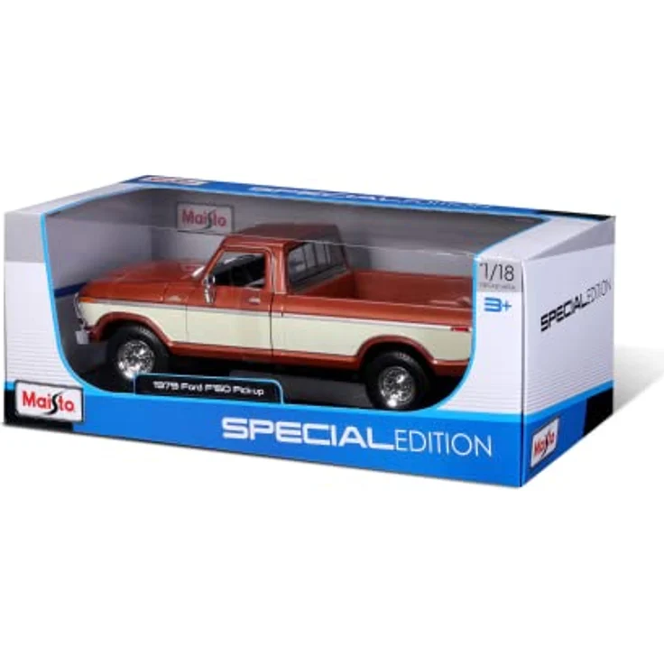 Maisto Ford F150 Pick-Up (1979), Modellauto 1:18 mit beweglichen Türen, Motorhaube und Heckklappe, braun, Sammler-Edition – Bild 10