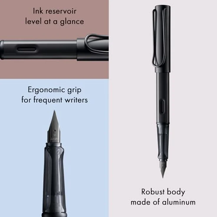LAMY AL-Star Füller 071 SCHWARZ Stärke M, Leichter Schreibklassiker aus Aluminium, inkl. blauer Tintenpatrone – Bild 3