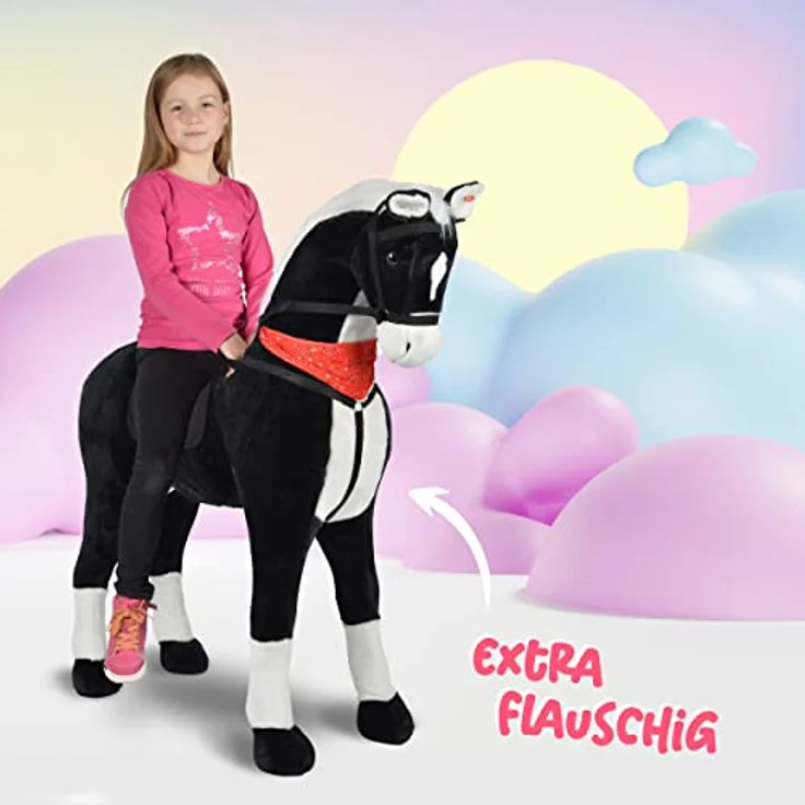Pink Papaya Giant XXL Kinder Spielpferd zum Reiten Amadeus 125 cm | Plüschpferd | Fast lebensgroßes Pferd zum Reiten für Kinder | Stehpferd bis 100kg belastbar mit Sounds - Preisvergleich – Bild 4